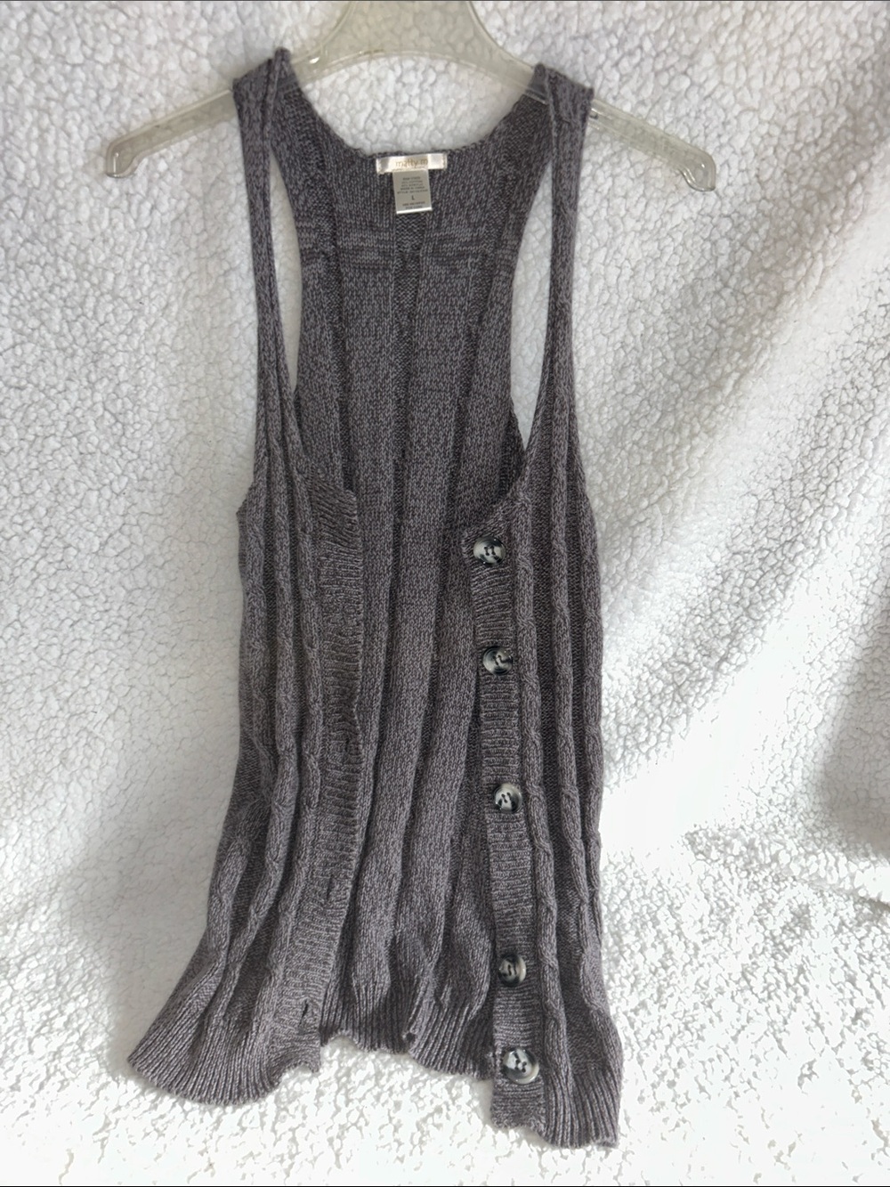 Women's Gray Button-Front Knit Tank Top